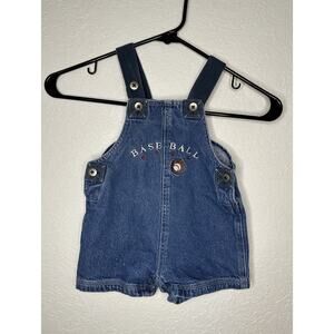 Vintage Denim Baby Romper Overalls Short Baseball Circo 6-9 Months Sports